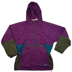 Mens LL Bean‎ Anorak Jacket Pullover Purple Teal Green XL Tall Vintage 90s